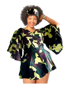 1203 - Wrap Blouse/ Camouflage 63