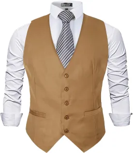 Alizeal Mens Classic Solid Color Business Suit Vest Regular Fit Tuxedo Waistcoat for Wedding