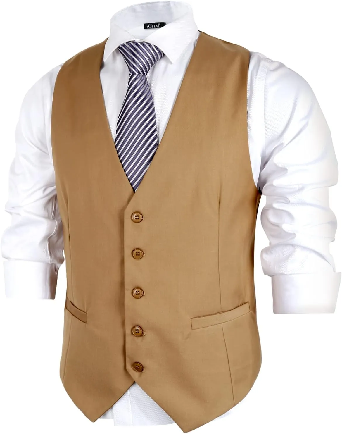 Alizeal Mens Classic Solid Color Business Suit Vest Regular Fit Tuxedo Waistcoat for Wedding