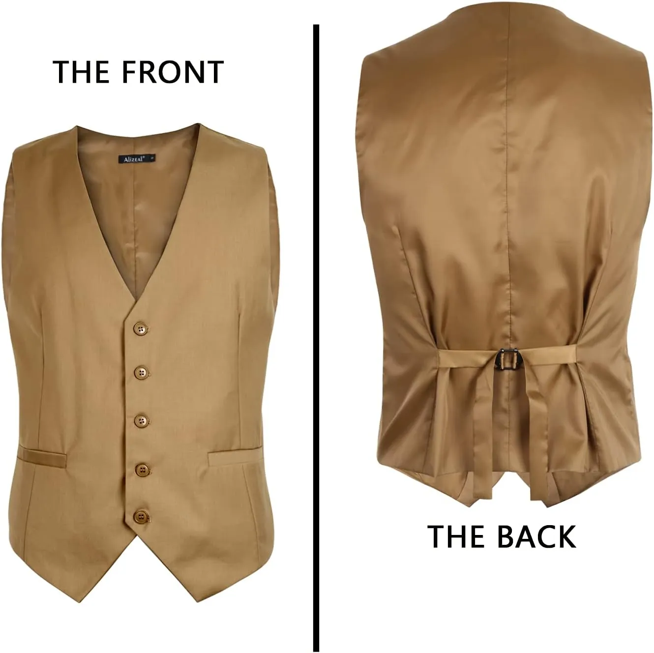 Alizeal Mens Classic Solid Color Business Suit Vest Regular Fit Tuxedo Waistcoat for Wedding