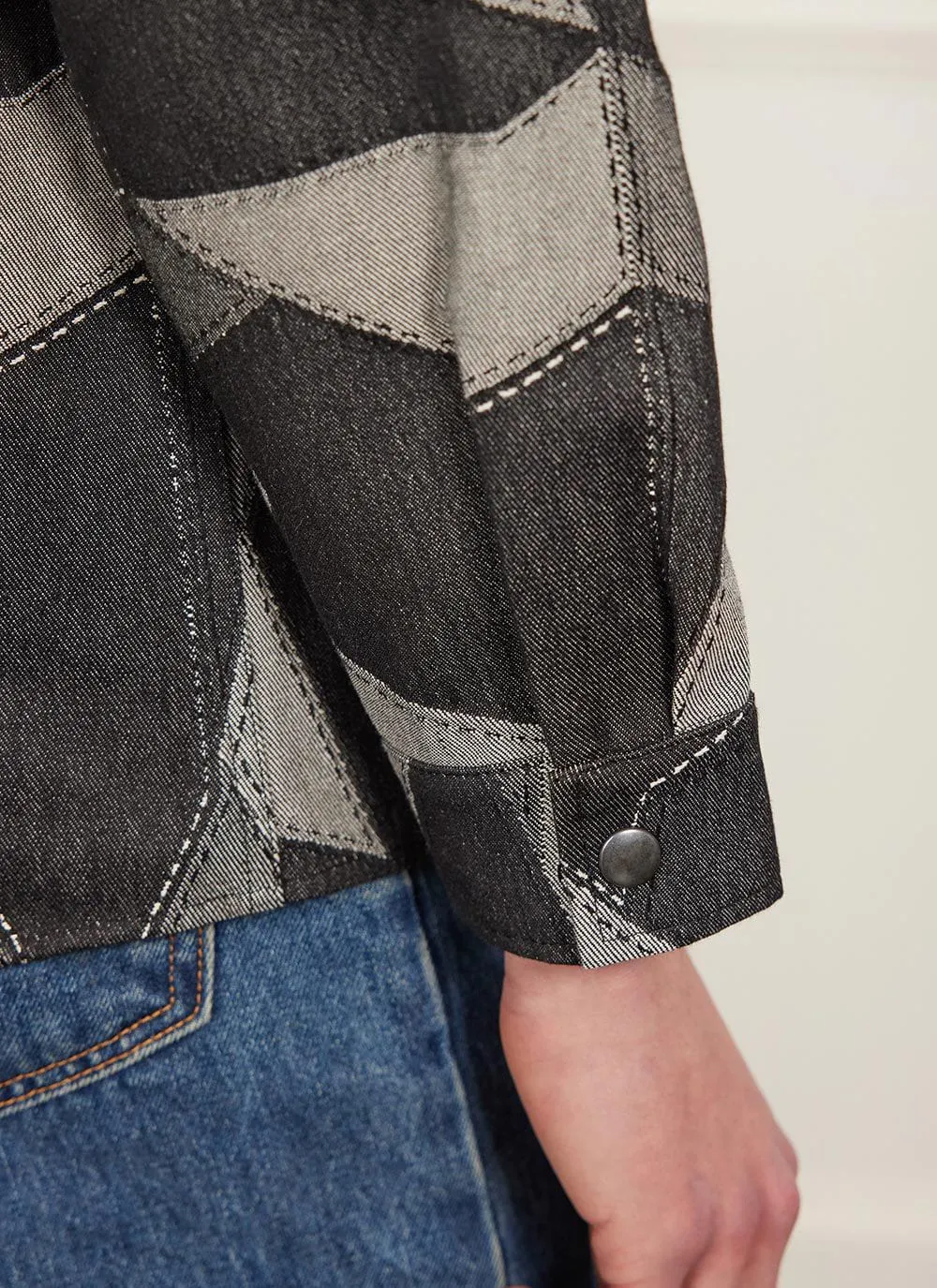 All Sorts Patchwork Overshirt | Denim | Grey & Black