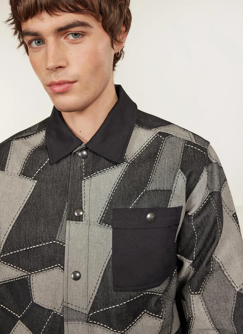 All Sorts Patchwork Overshirt | Denim | Grey & Black