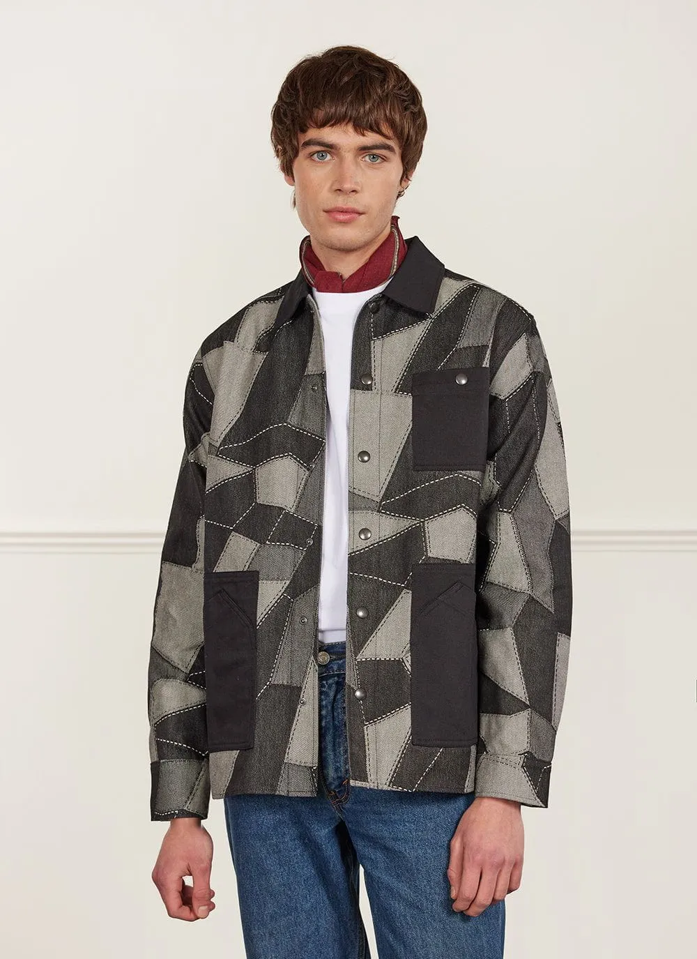 All Sorts Patchwork Overshirt | Denim | Grey & Black
