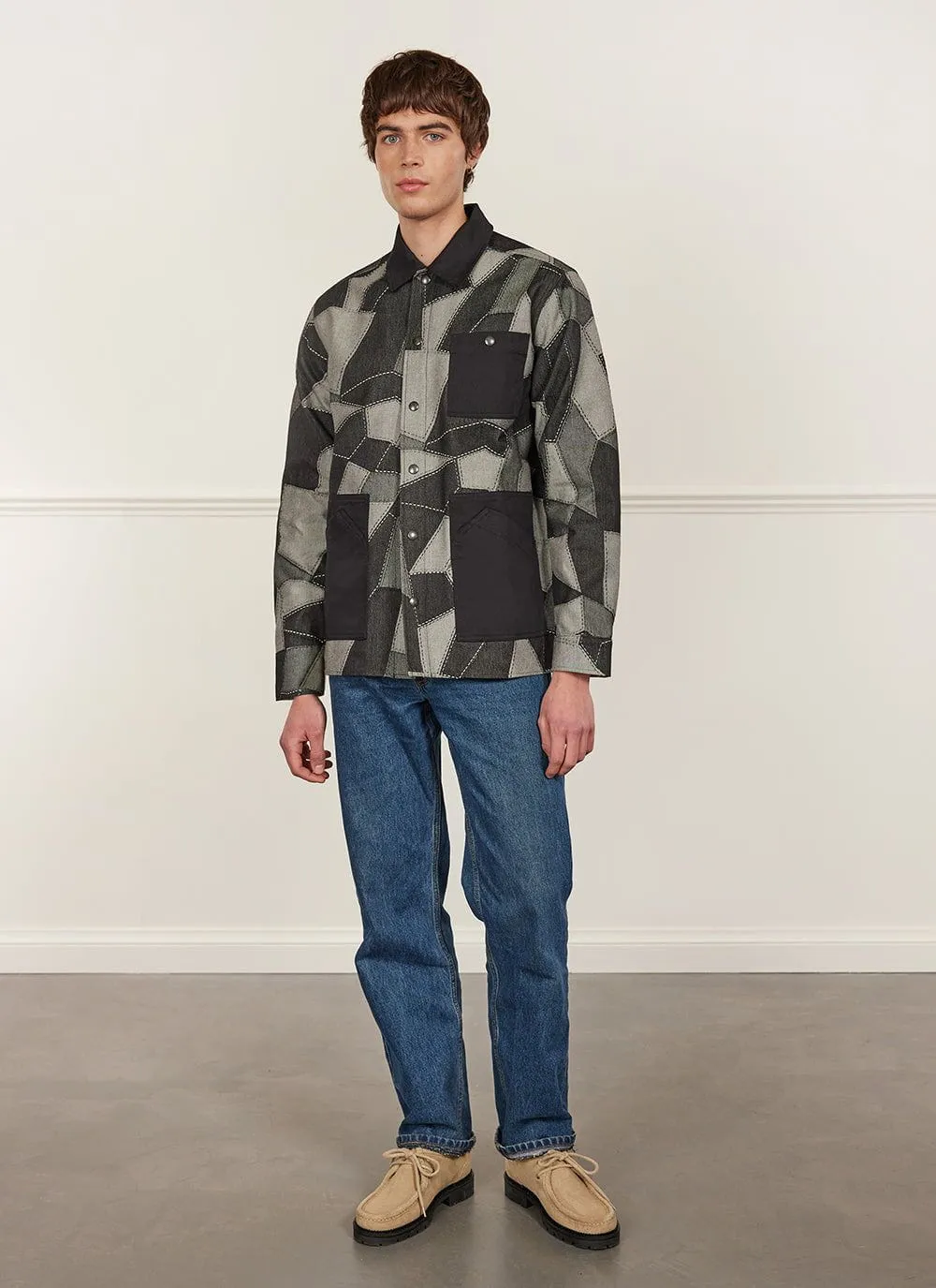 All Sorts Patchwork Overshirt | Denim | Grey & Black