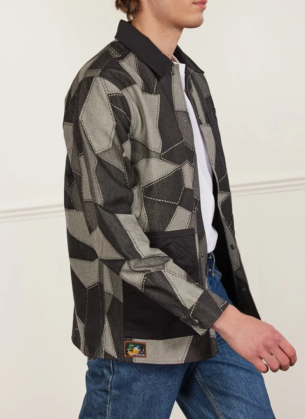 All Sorts Patchwork Overshirt | Denim | Grey & Black