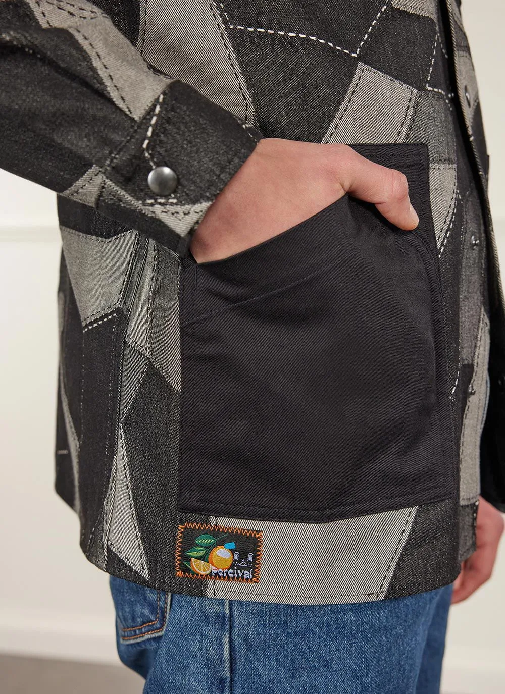 All Sorts Patchwork Overshirt | Denim | Grey & Black