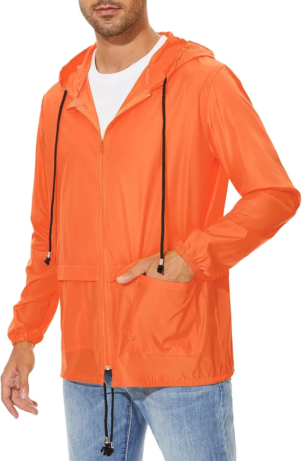 American Trends Raincoat for Men Waterproof with Hood Mens Rain Jacket Windbreaker Jackets Rain Coat