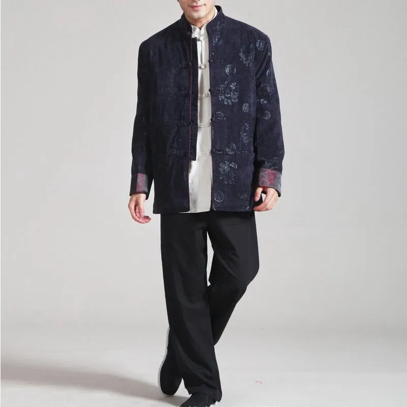 Auspicious Pattern Wool Corduroy Traditional Chinese Jacket