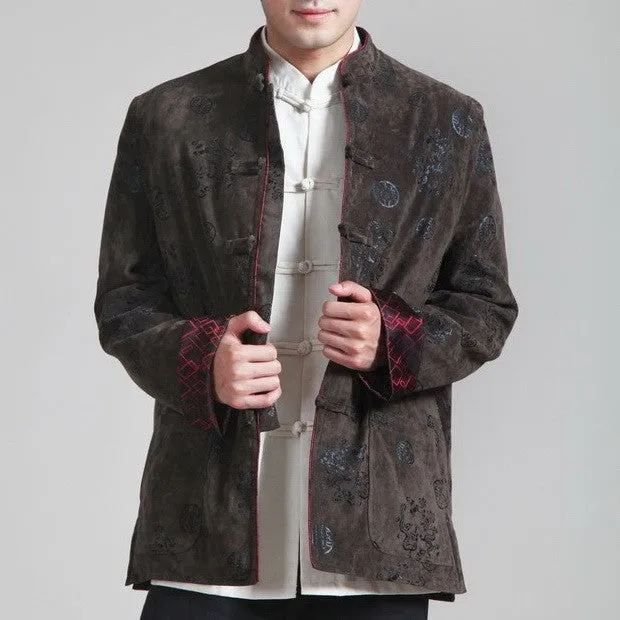 Auspicious Pattern Wool Corduroy Traditional Chinese Jacket