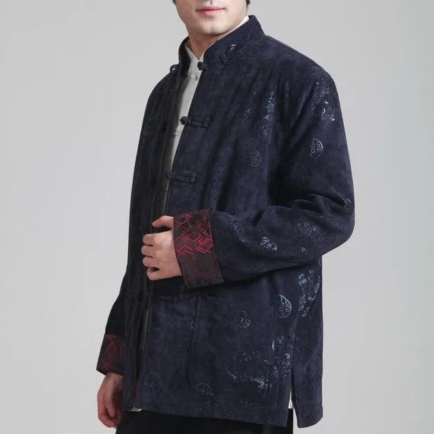 Auspicious Pattern Wool Corduroy Traditional Chinese Jacket
