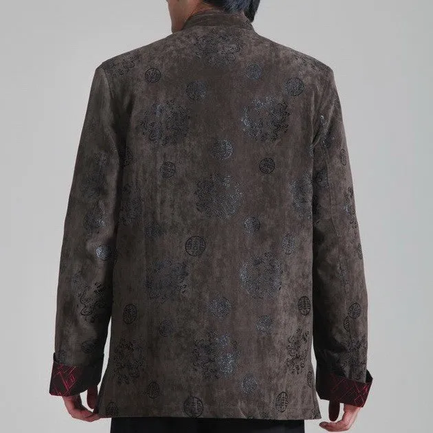 Auspicious Pattern Wool Corduroy Traditional Chinese Jacket
