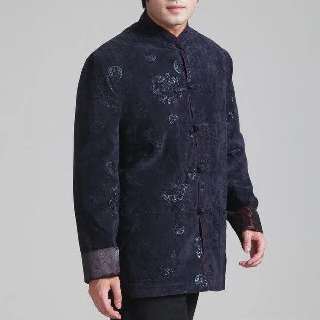 Auspicious Pattern Wool Corduroy Traditional Chinese Jacket