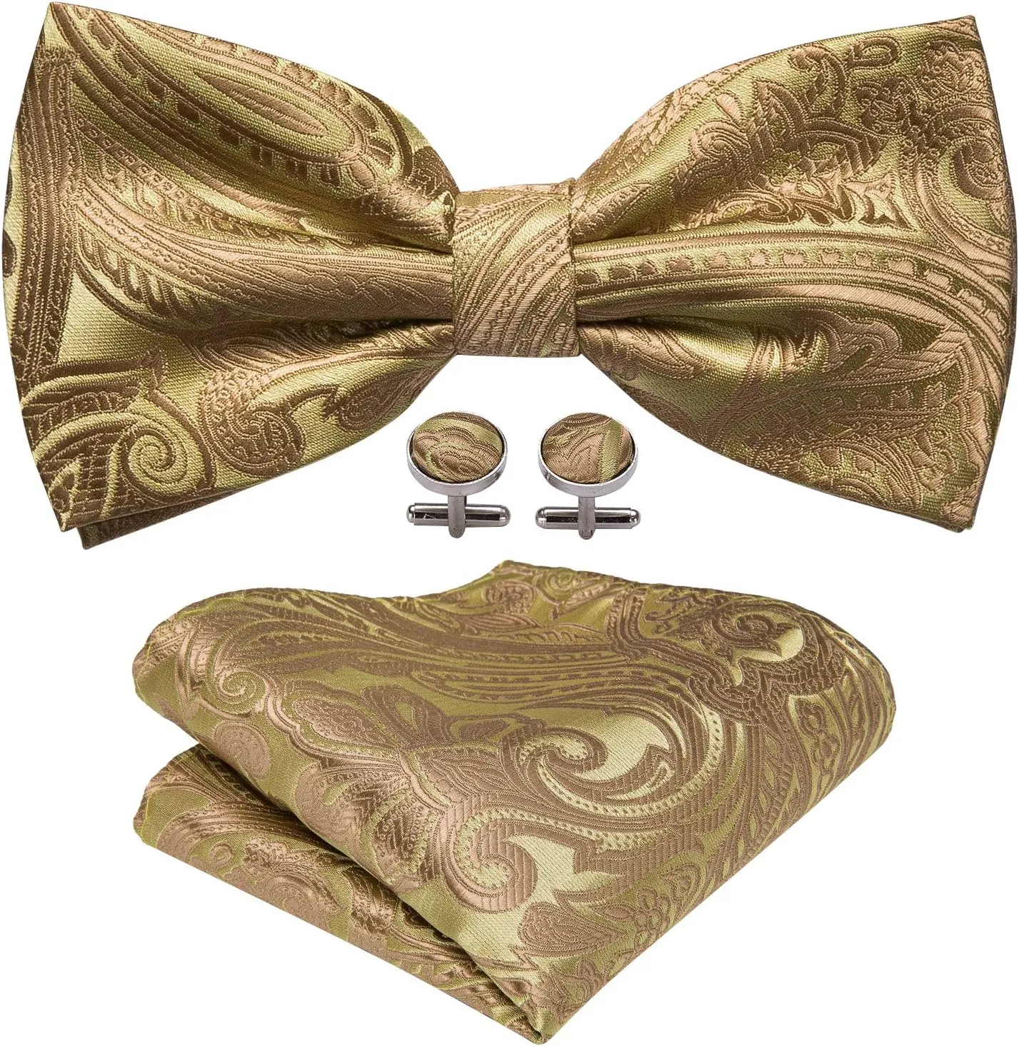 Barry.Wang Mens Paisley V-neck Suit Vest Formal/Leisure Silk Jacquard Waistcoat Tie Set 5PCS