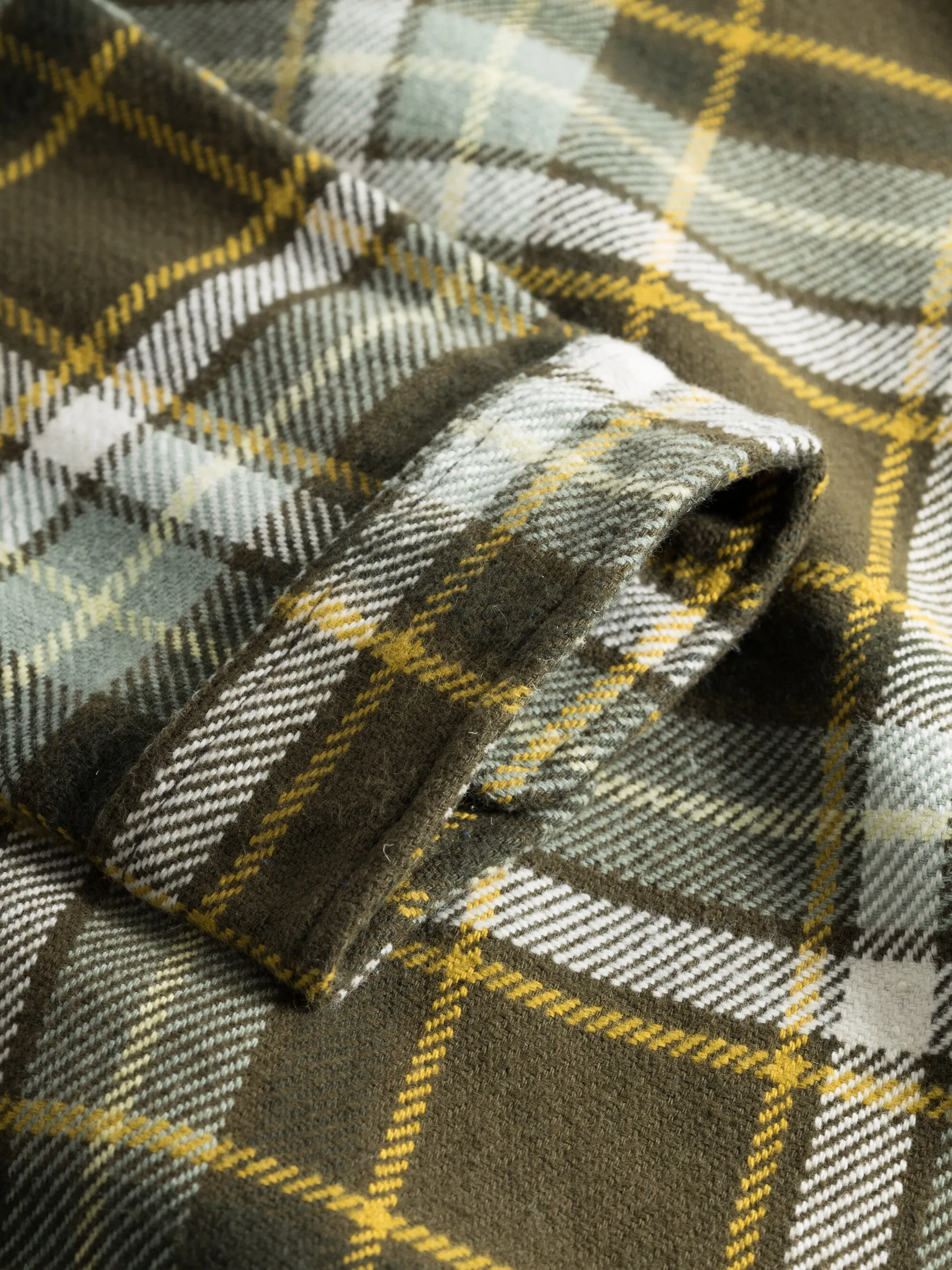 Big checked heavy flannel overshirt - Green check