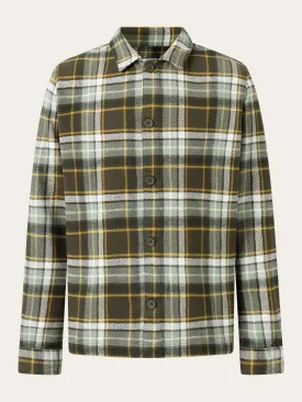 Big checked heavy flannel overshirt - Green check