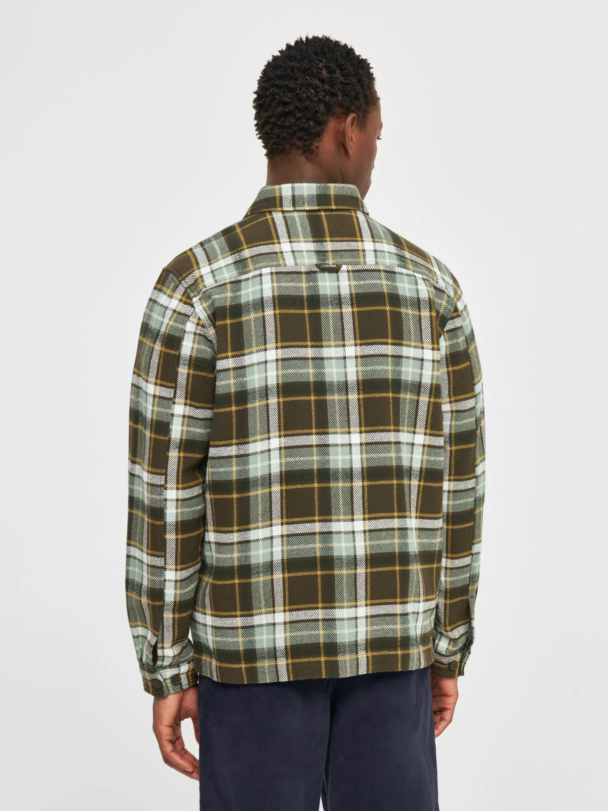 Big checked heavy flannel overshirt - Green check