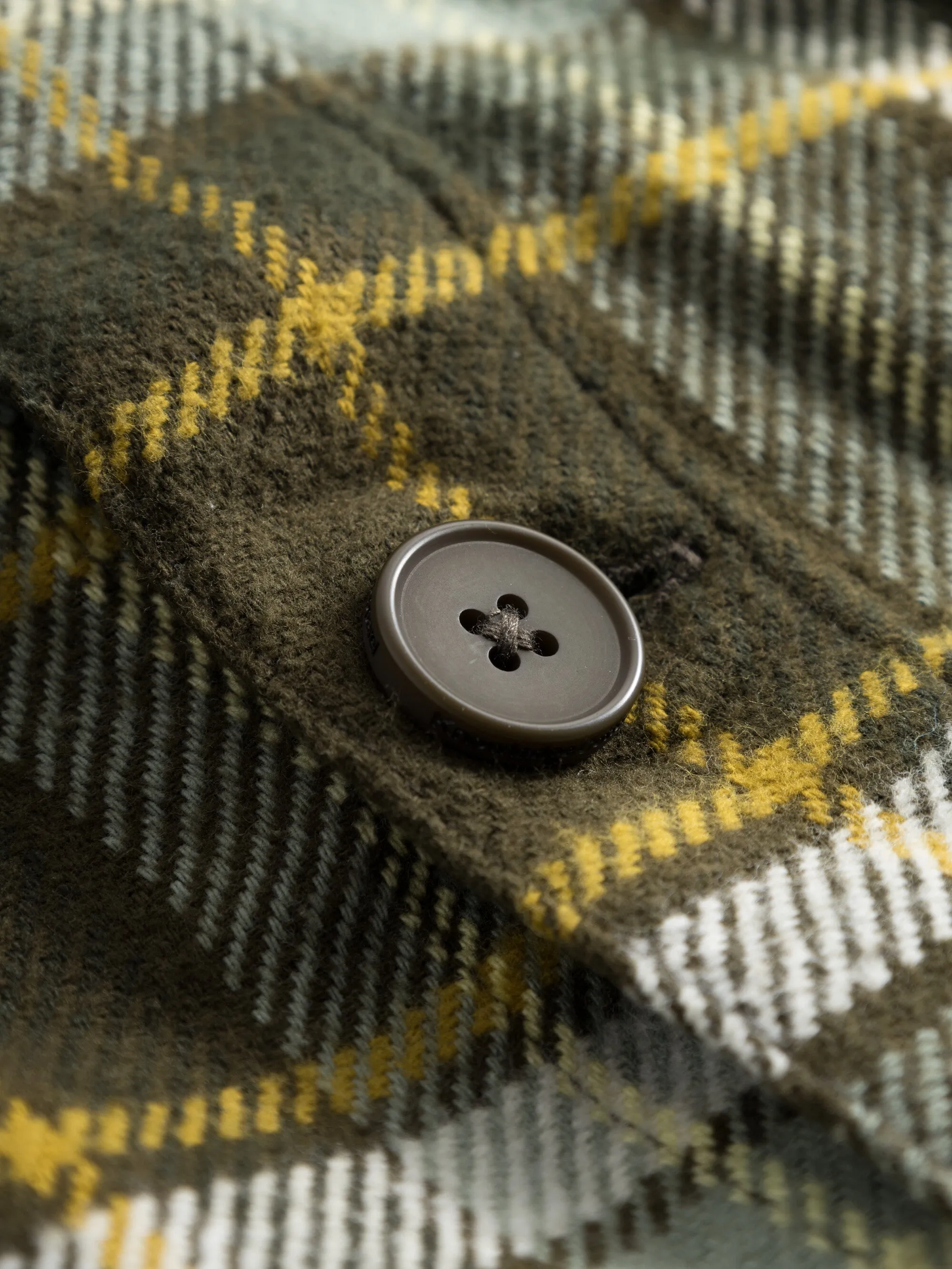 Big checked heavy flannel overshirt - Green check