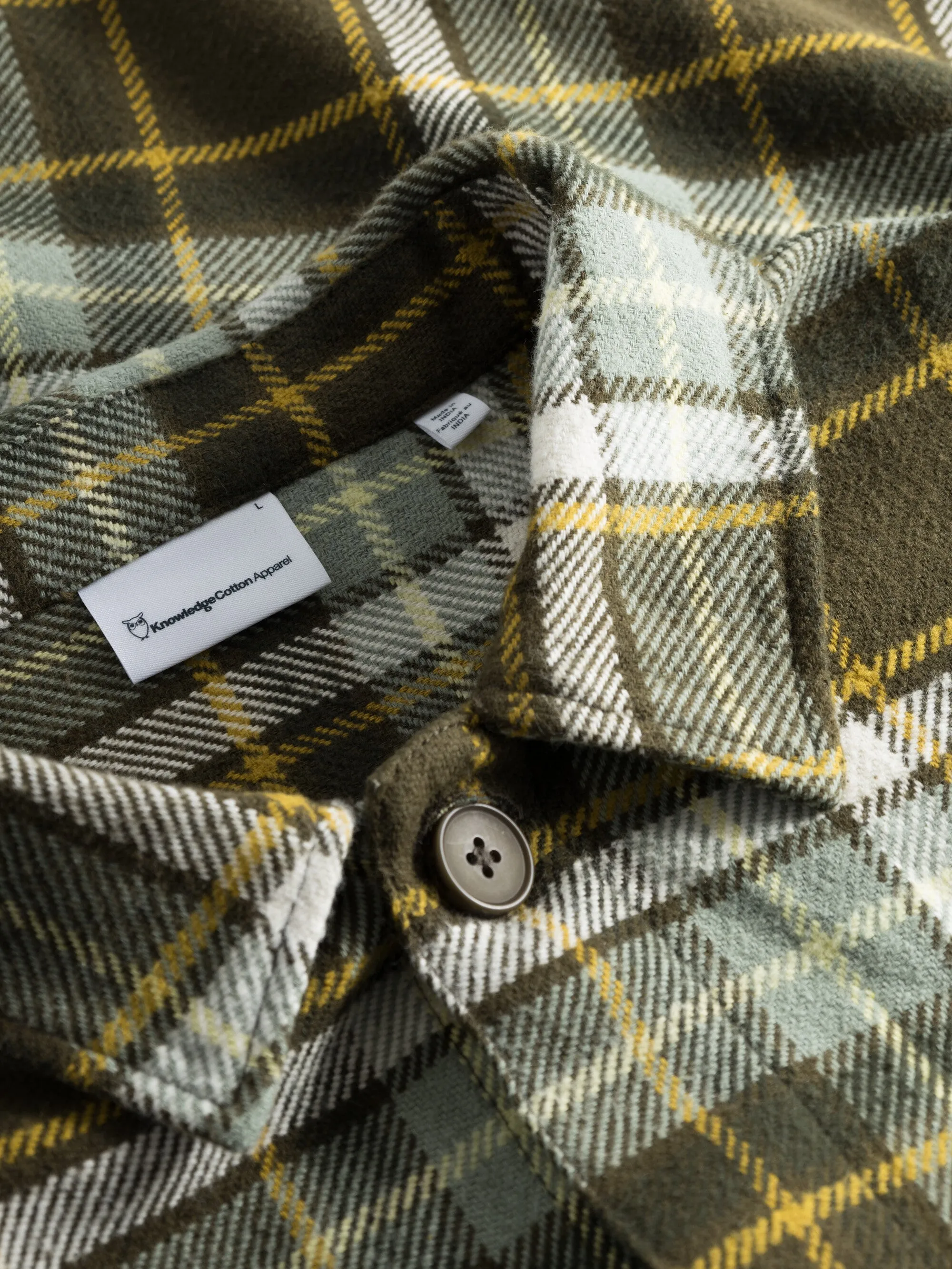Big checked heavy flannel overshirt - Green check