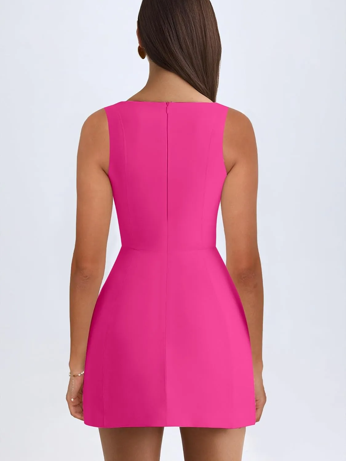 BORIFLORS Women's Sexy Bodycon Corset Mini A Line Dresses Sleeveless Square Neck Party Short Dress
