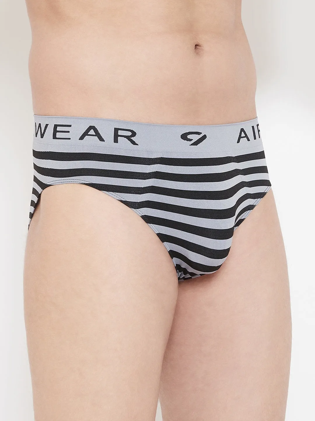 C9 Airwear Seamless Striped Briefs for Men - Grey