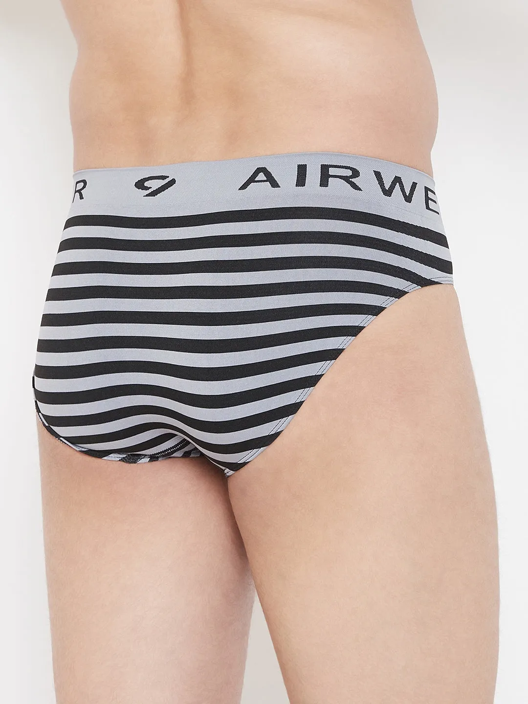 C9 Airwear Seamless Striped Briefs for Men - Grey