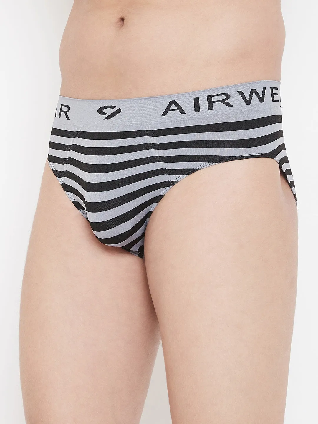 C9 Airwear Seamless Striped Briefs for Men - Grey