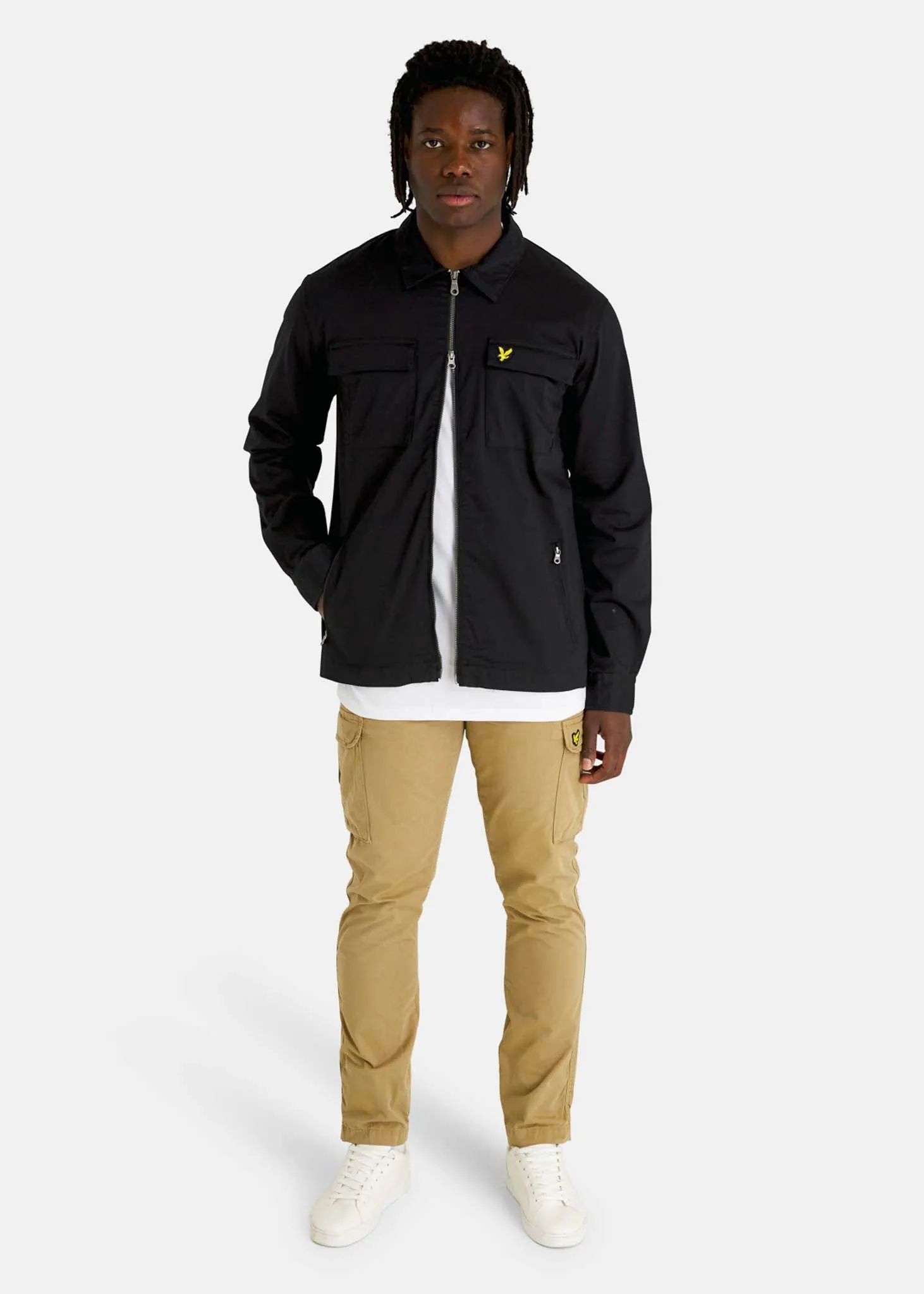 Cotton twill overshirt - jet black