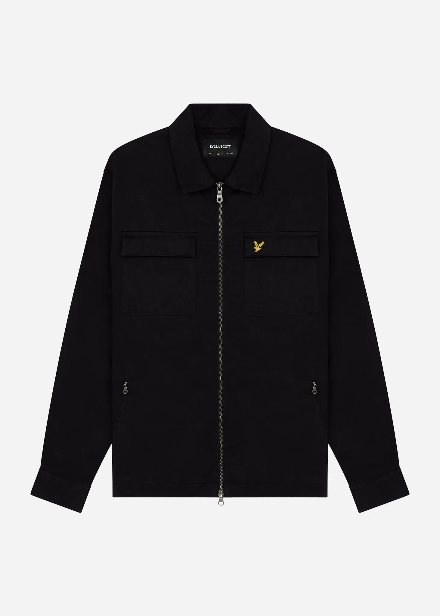 Cotton twill overshirt - jet black