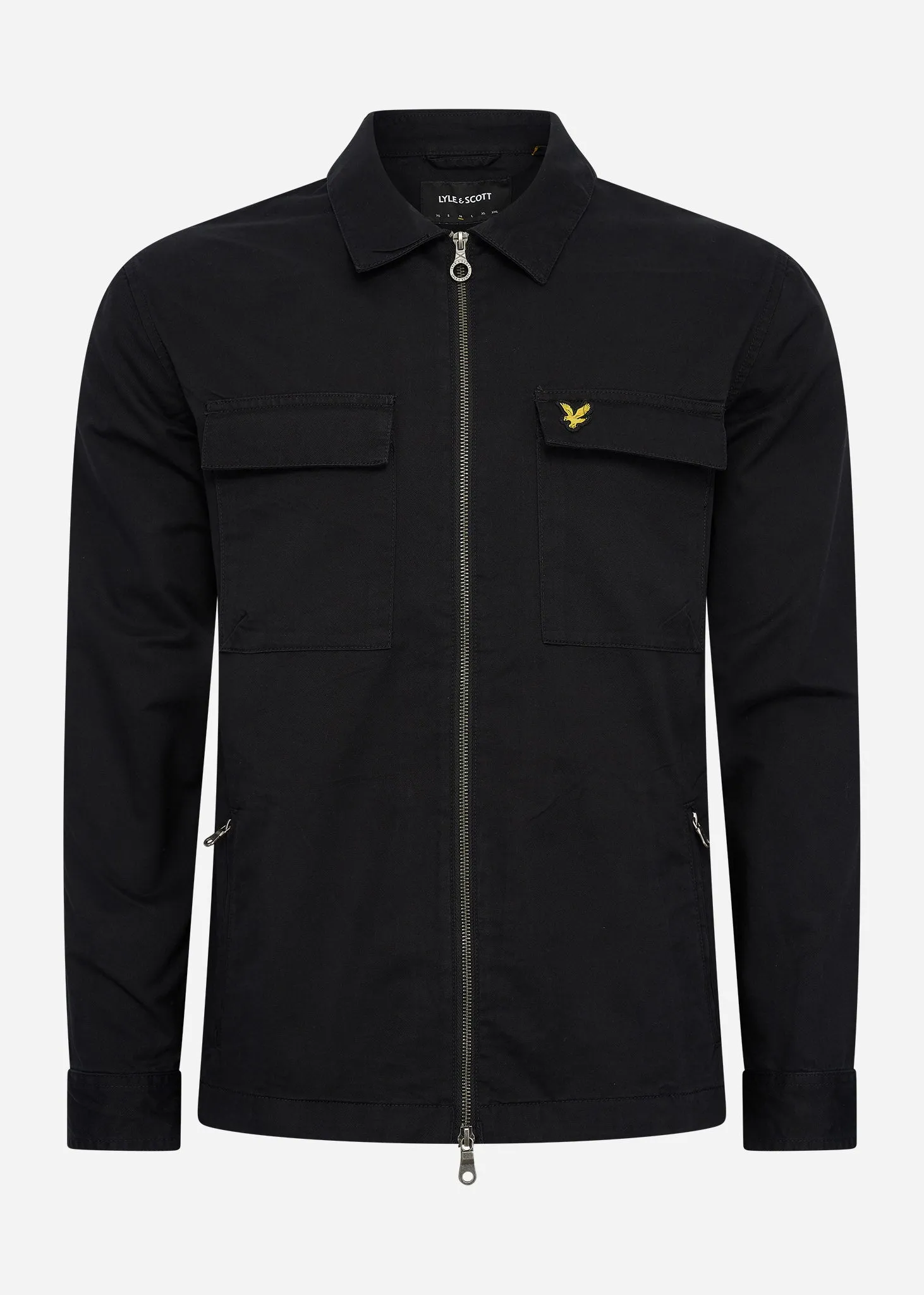 Cotton twill overshirt - jet black