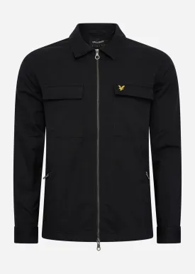 Cotton twill overshirt - jet black