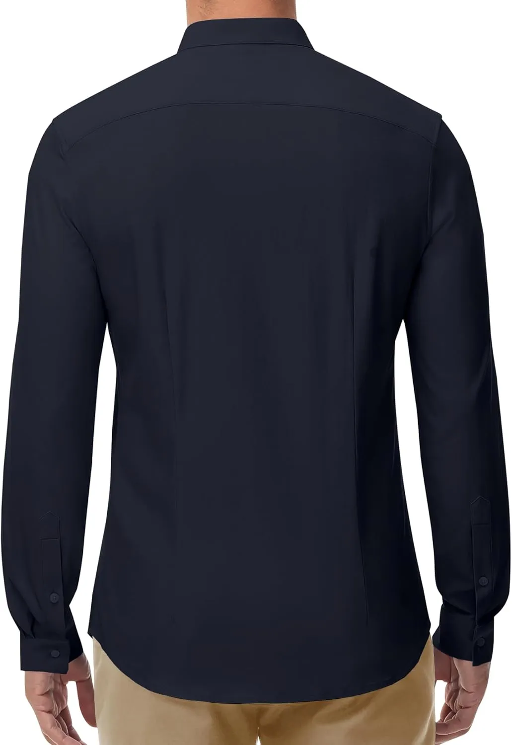 DEMEANOR Band Collar Dress Shirts for Men Stretch Dress Shirts Collarless Button Down Long Sleeve Shirts Muscle Fit