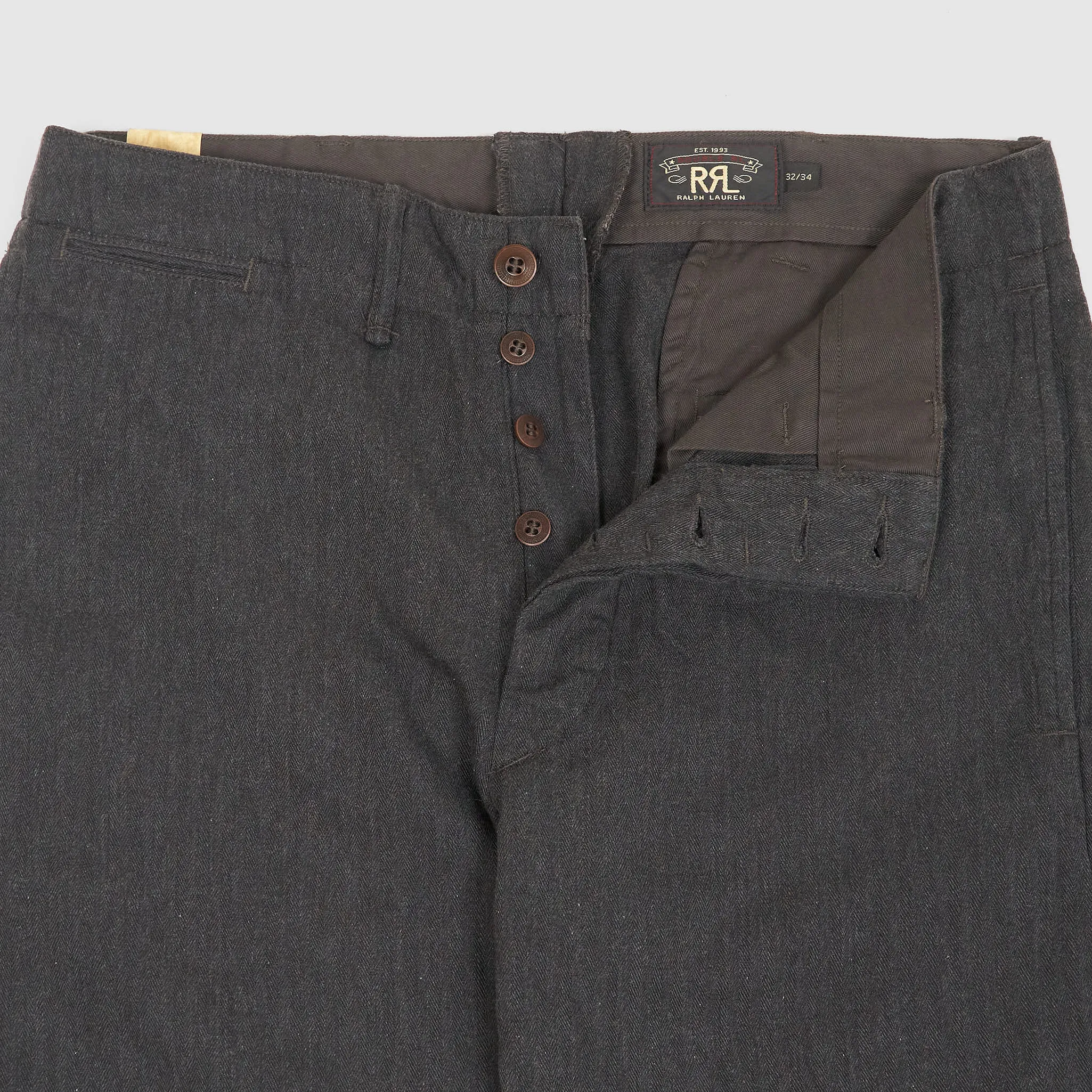 Double RL Officer's Herringbone Chamonix Flat Pant Chino