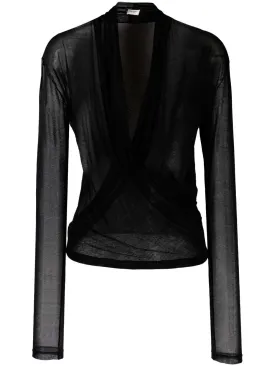 Draped V-neck blouse