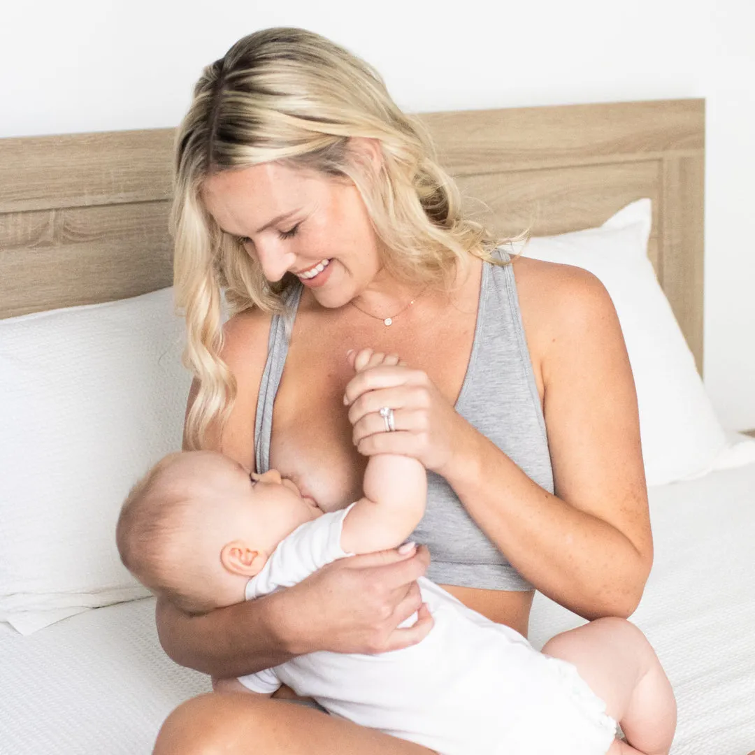 French Terry Racerback Nursing & Sleep Bra | Grey Heather