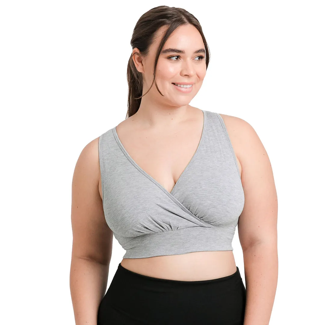 French Terry Racerback Nursing & Sleep Bra | Grey Heather