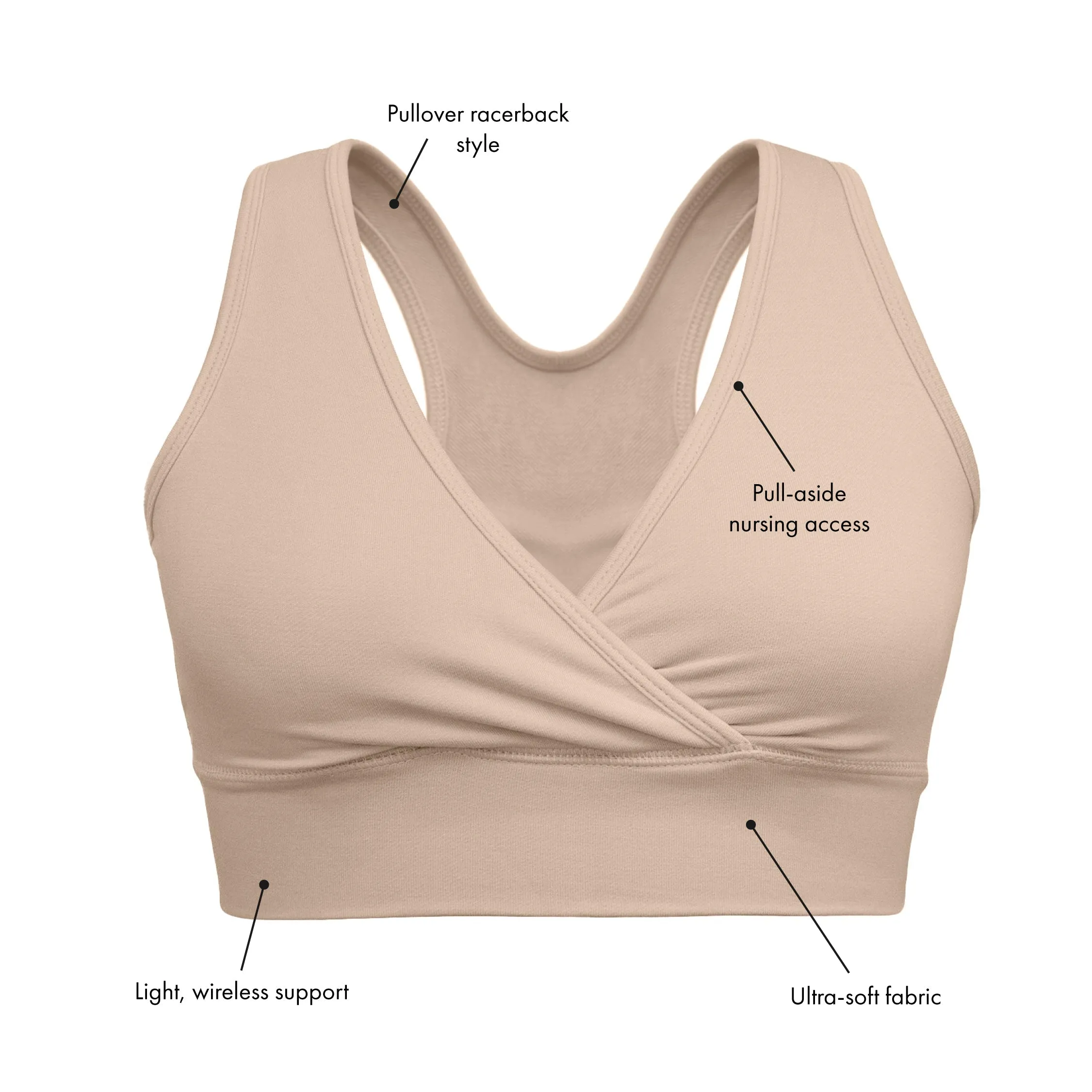 French Terry Racerback Nursing & Sleep Bra | Grey Heather