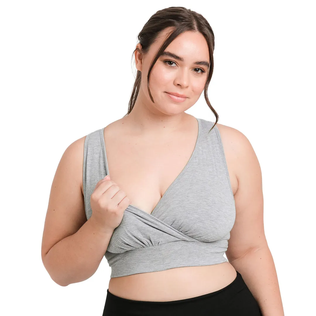 French Terry Racerback Nursing & Sleep Bra | Grey Heather