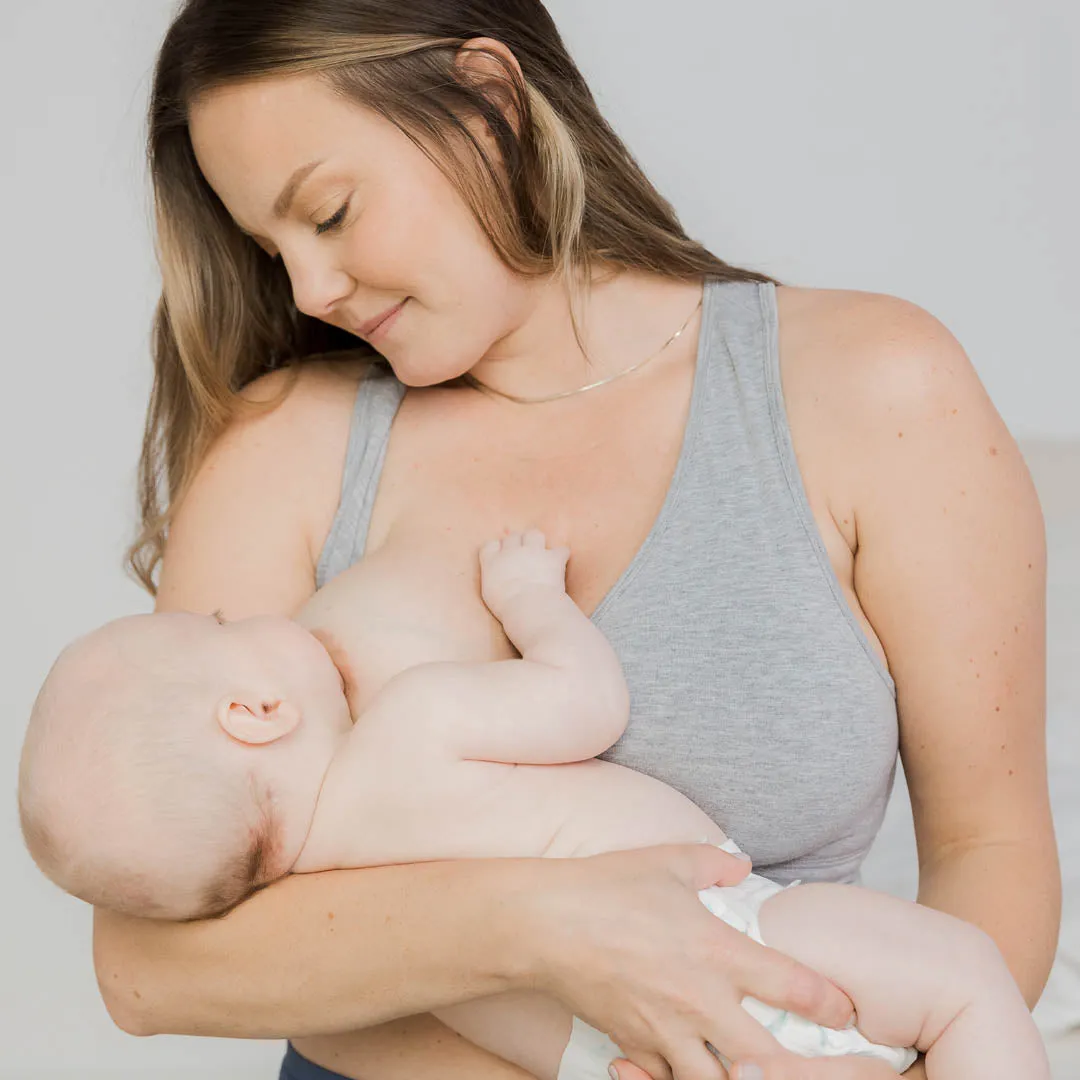 French Terry Racerback Nursing & Sleep Bra | Grey Heather