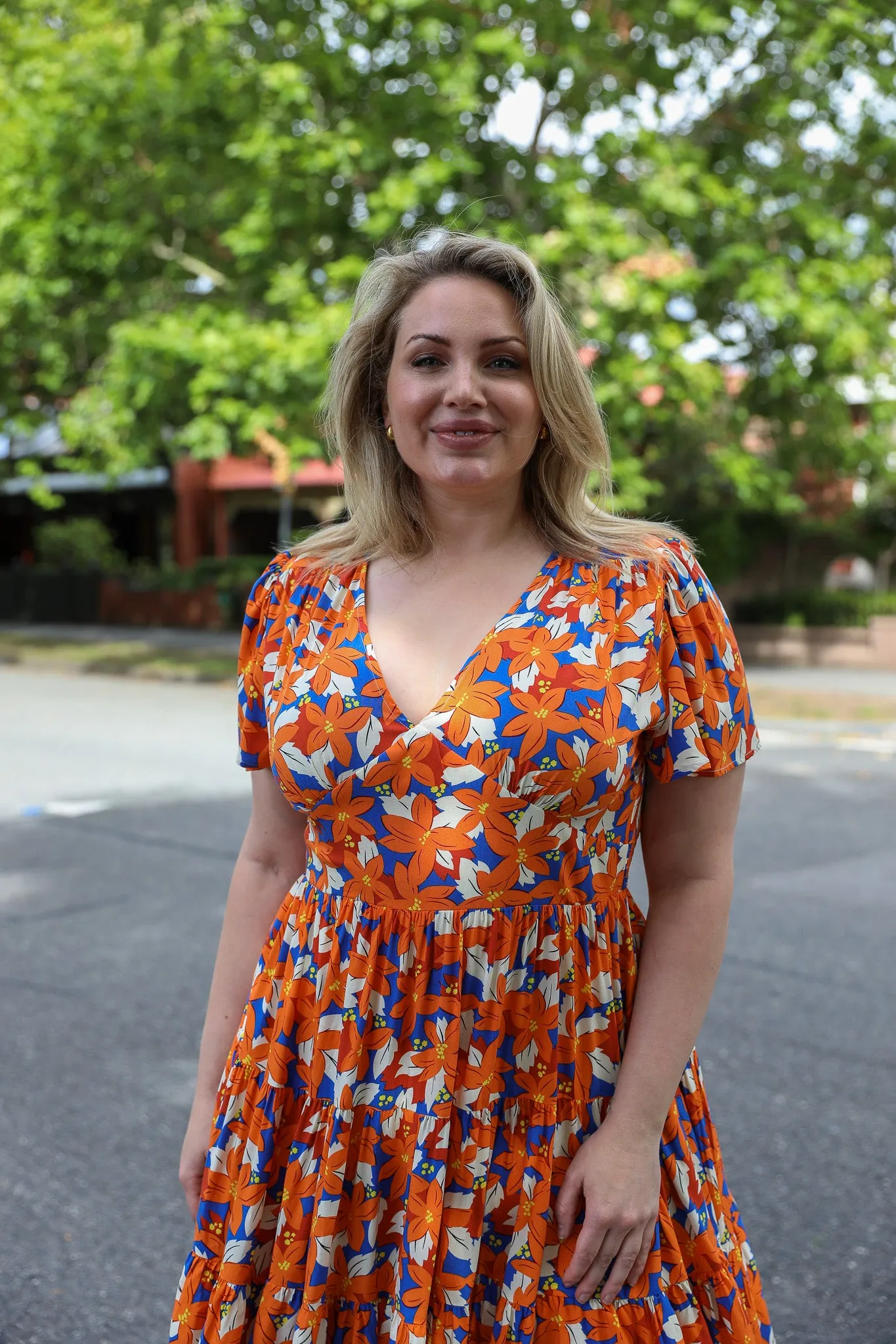 Gala Dress - Orange Floral