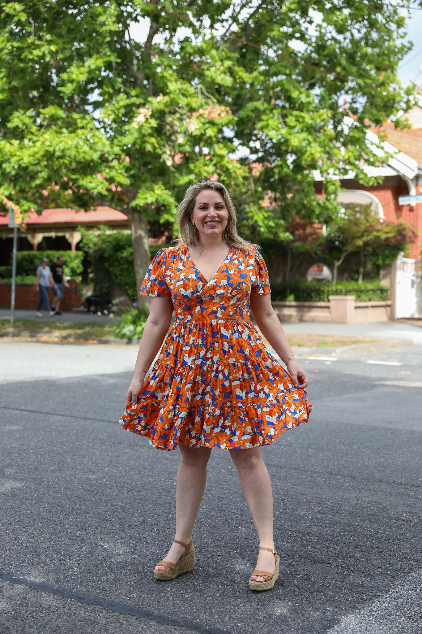 Gala Dress - Orange Floral