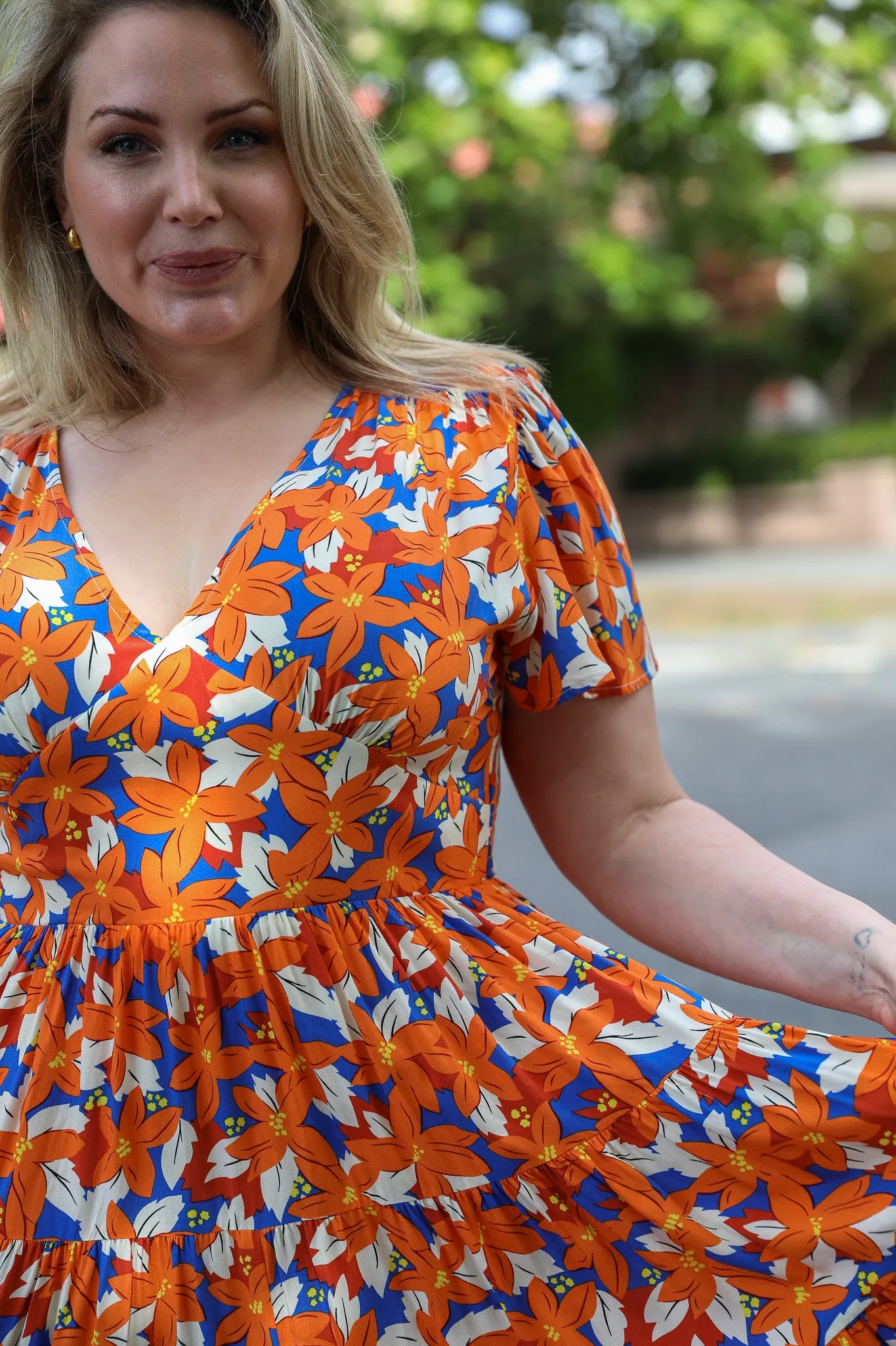 Gala Dress - Orange Floral