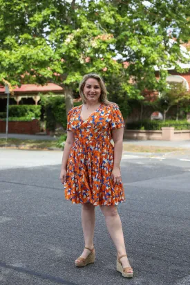 Gala Dress - Orange Floral