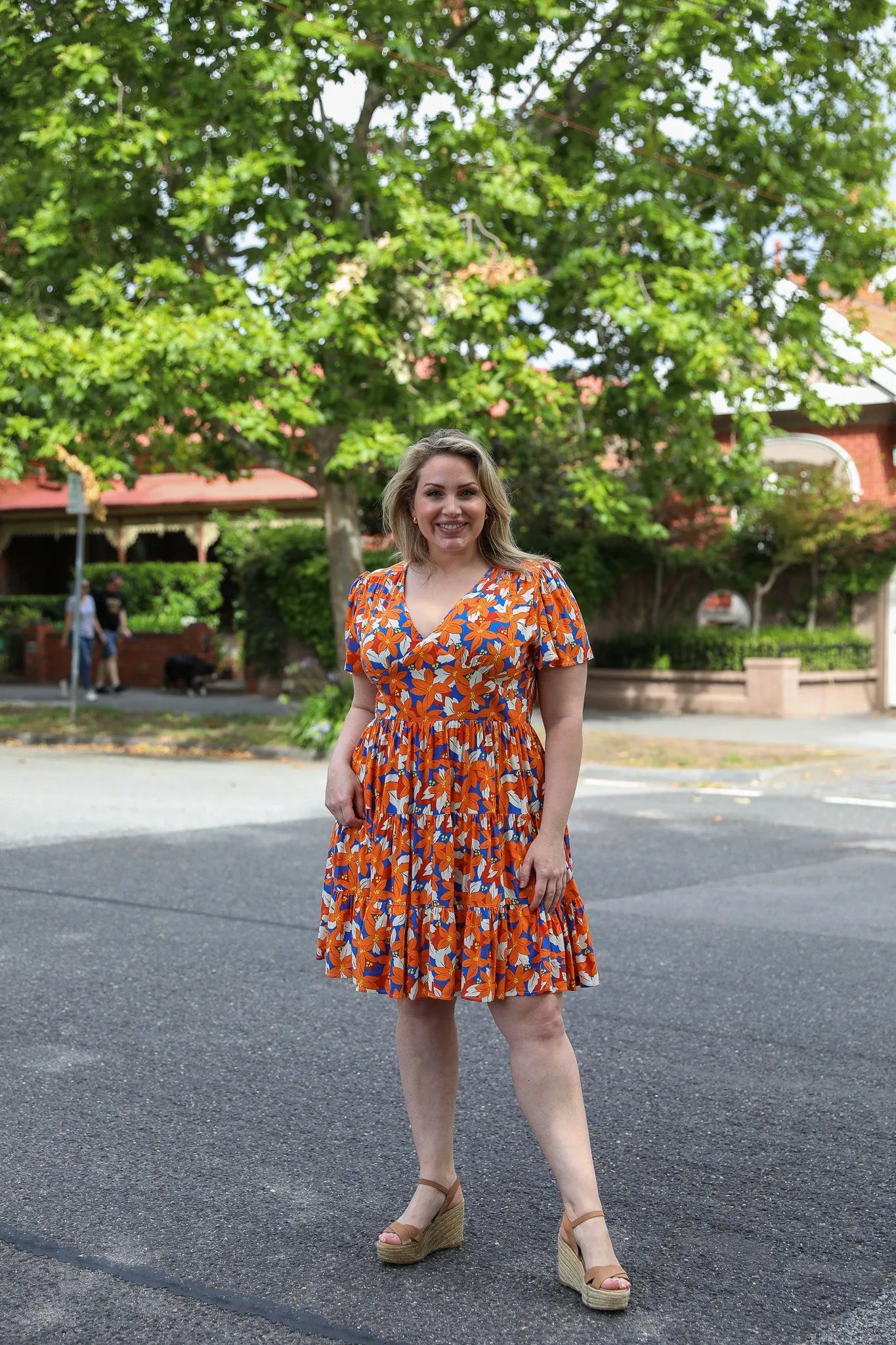 Gala Dress - Orange Floral