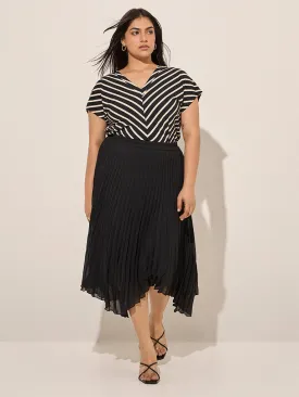 Gia Black Accordion Pleated High-Rise Skirt