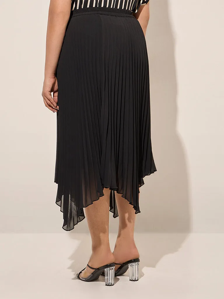 Gia Black Accordion Pleated High-Rise Skirt