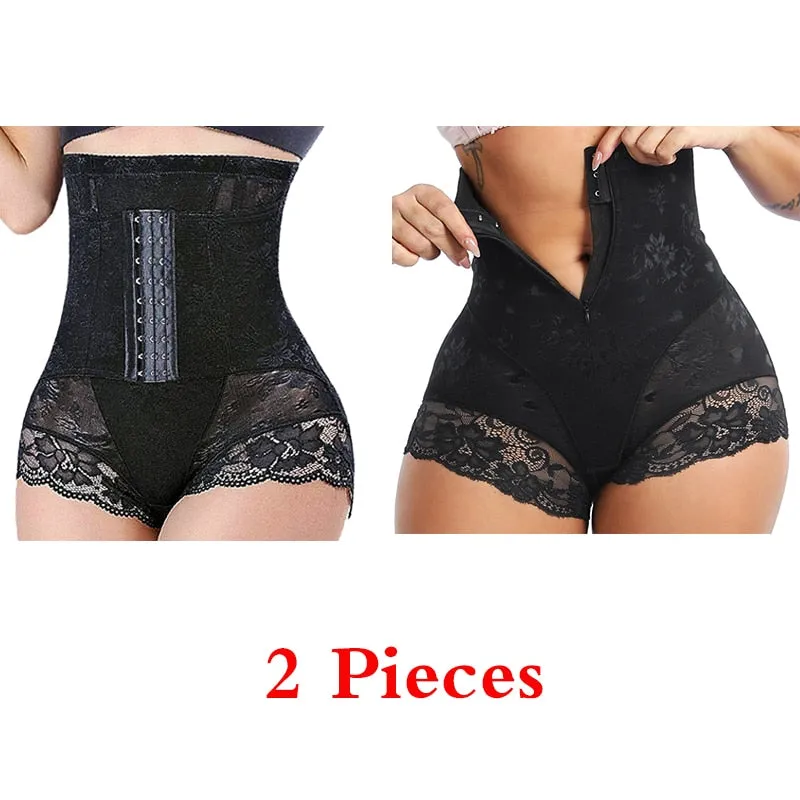 GUUDIA Shaper Panties Sexy Lace Shapers Body Shaper with Zipper Double Control Panties Women Shapewear Sexy Lace Waist Trainer