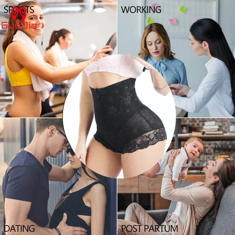 GUUDIA Shaper Panties Sexy Lace Shapers Body Shaper with Zipper Double Control Panties Women Shapewear Sexy Lace Waist Trainer