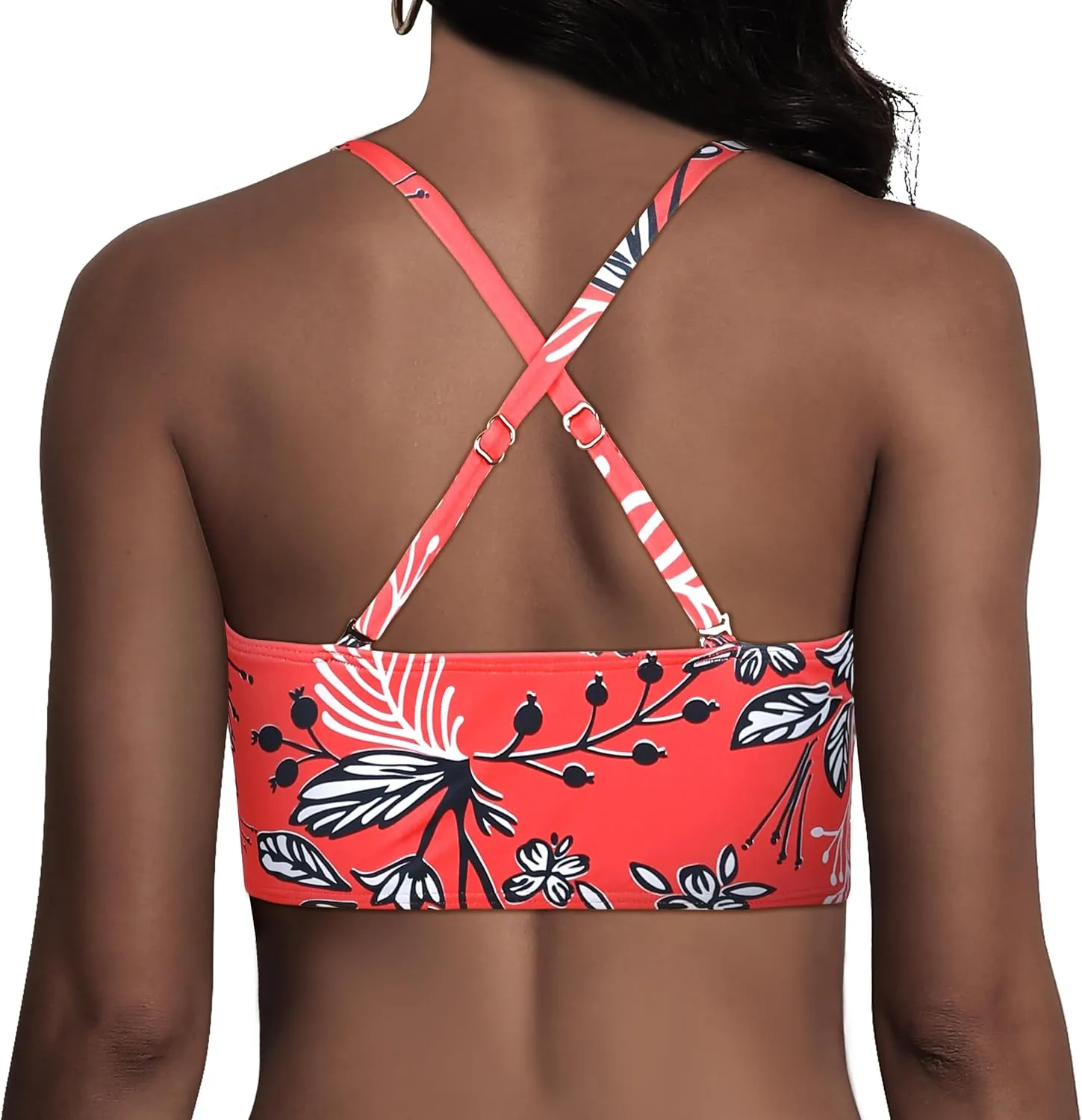 Hilor Women's Push Up Bikini Tops Underwire Swimsuit Top Sexy V Neck Bikini Bathing Suit Swim Tops