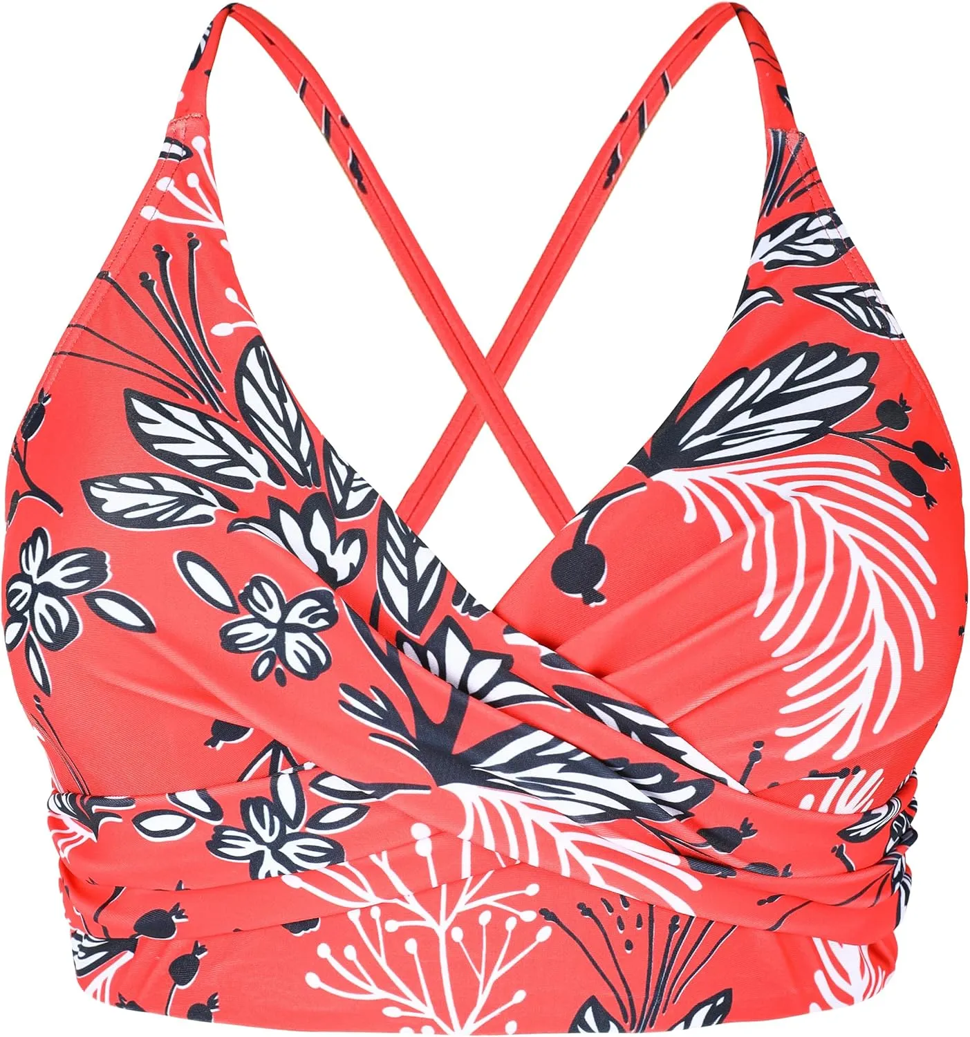 Hilor Women's Push Up Bikini Tops Underwire Swimsuit Top Sexy V Neck Bikini Bathing Suit Swim Tops