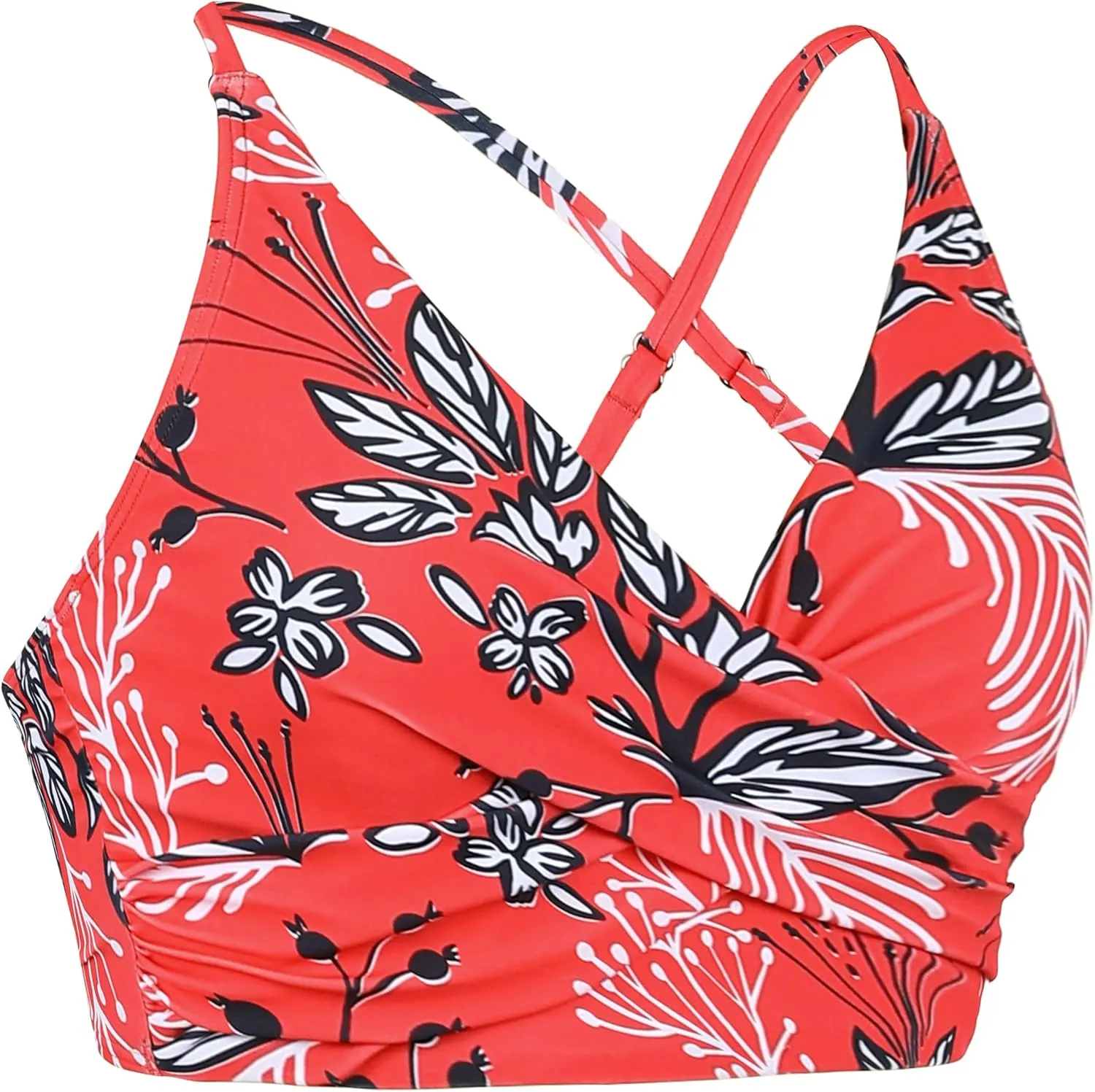 Hilor Women's Push Up Bikini Tops Underwire Swimsuit Top Sexy V Neck Bikini Bathing Suit Swim Tops